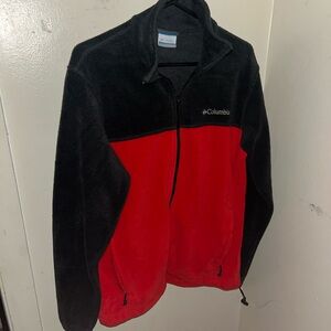 Columbia Fleece Jacket Mens M Red/Black Full Zip